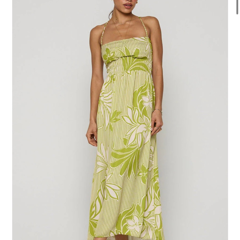 RESA Dress in Green and Cream Floral